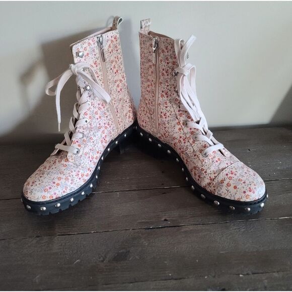 Schutz Andrea Floral & Studs Lace Up combat boots Size 10 - Picture 4 of 9